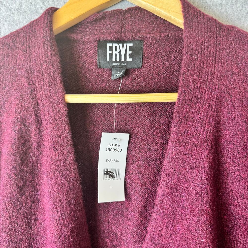 NWT Frye Cardigan Sweater Women's Large Burgundy Boho Southwest Cozy Tribal Open - Picture 3 of 11